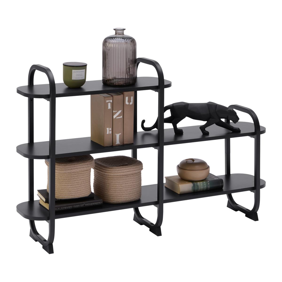 REGÁL BEND -EXKLUSIV- - čierna, Modern, kov/kompozitné drevo (115/72/27cm) - Mömax