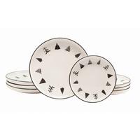 Tafelservice 8 -teilig. Steinzeug, Schwarz/Weiß - Schwarz/Weiß, Basics, Keramik - Creatable
