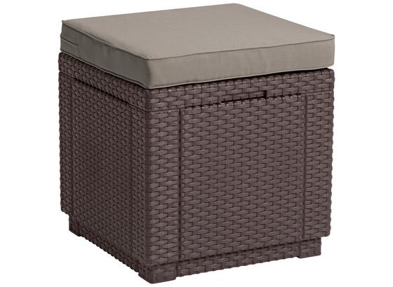 Gartenhocker Cube Polyrattan mit Kissen - Braun, MODERN, Kunststoff (42/39/42cm) - Allibert Gartenhocker Cube Polyrattan mit Kissen - Braun, MODERN, Kunststoff (42/39/42cm) - Allibert