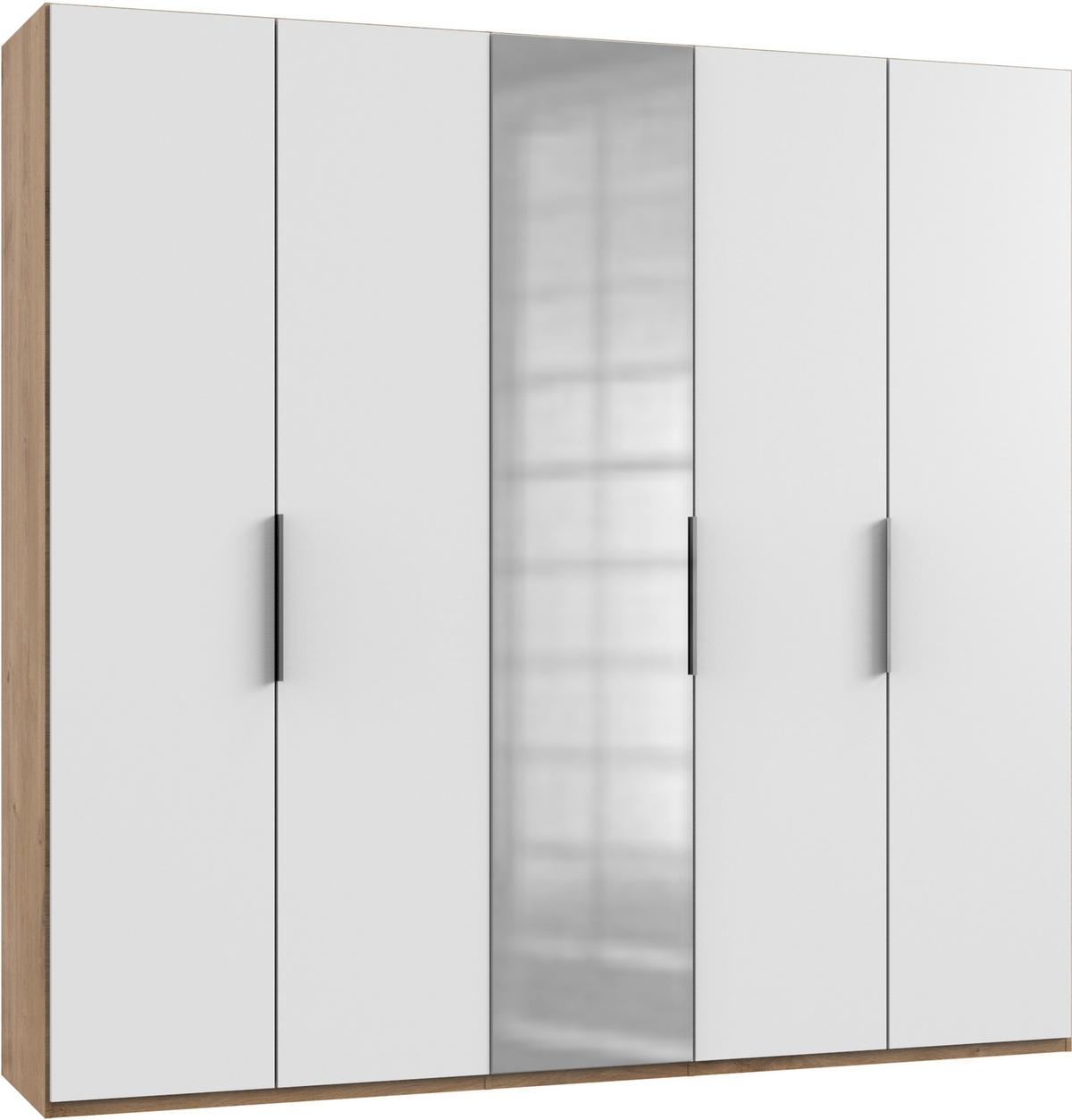 Drehtürenschrank B: 250 Cm Level Weiß/eichefarben Dekor - Eichefarben/Weiß, MODERN, Holzwerkstoff (250/236/58cm) - MID.YOU