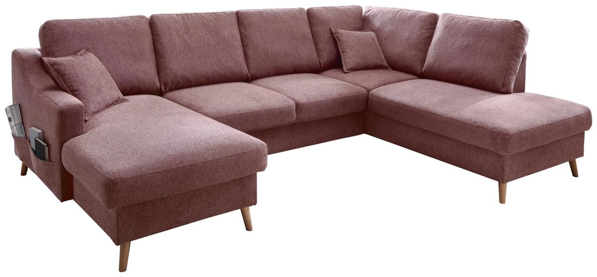 Wohnlandschaft Valentina Mit Schlaffunktion Rosa - Rosa/Naturfarben, KONVENTIONELL, Textil (150/301/200cm) - P & B