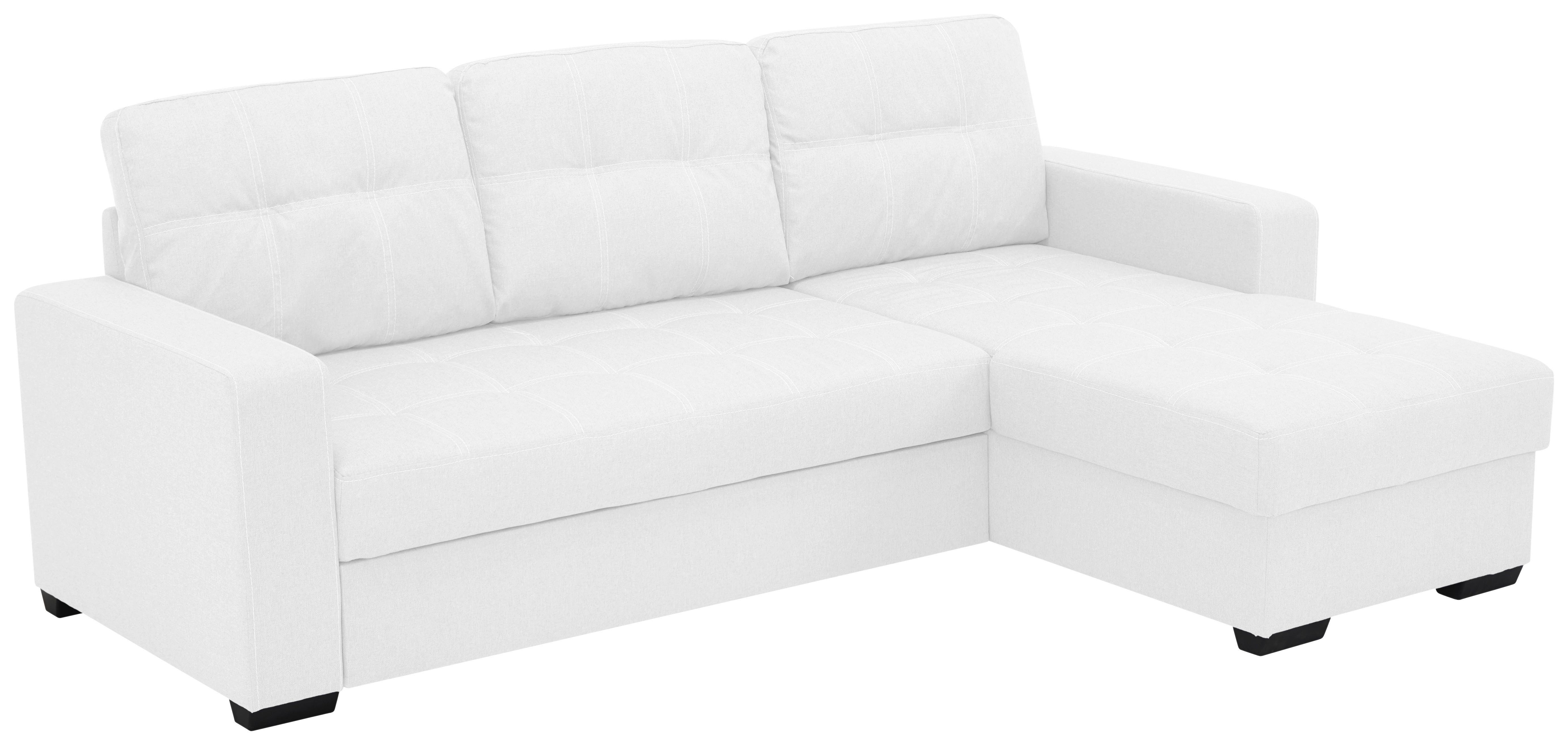 Eckschlafsofa Mediolan Weiß S: 240x160 cm - Schwarz/Weiß, Design, Textil (240/160cm) - Livetastic