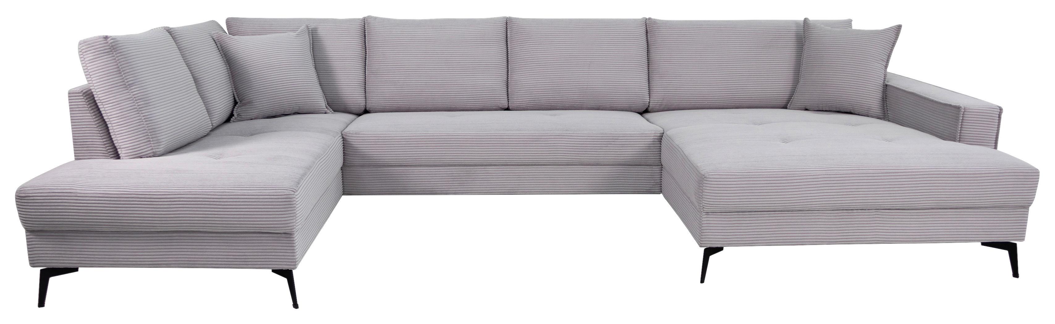 Wohnlandschaft Zero Grau U-Form 195x362x173cm - Schwarz/Grau, Trend, Textil (195/362/173cm)