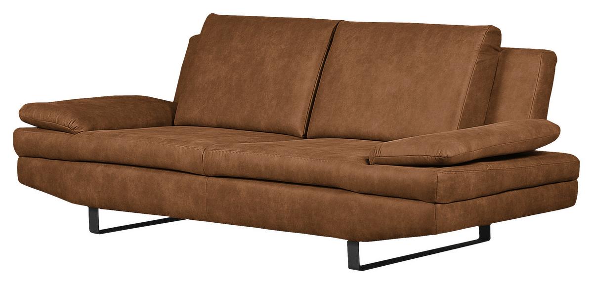 3-Sitzer-Sofa Jovanna, Cognac B: 218 cm - Cognac/Schwarz, Design, Textil (218/78/88cm) - MID.YOU