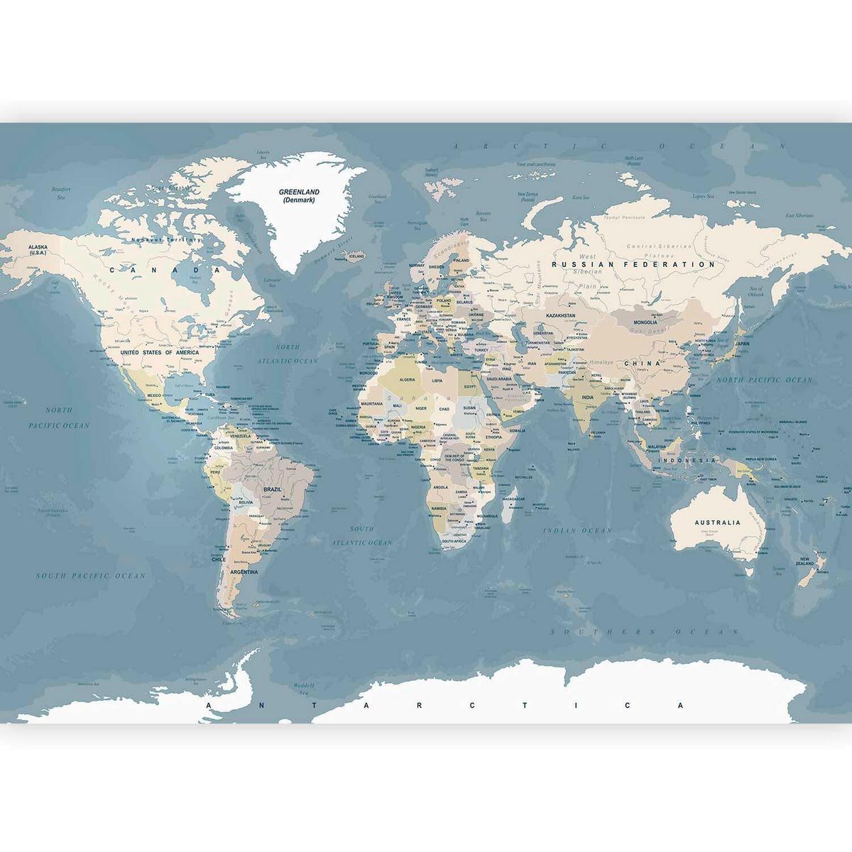 Fototapete Vintage World Map B/h: Ca. 350x245 Cm - Pastellblau, LIFESTYLE, Textil (350/245cm) - artgeist