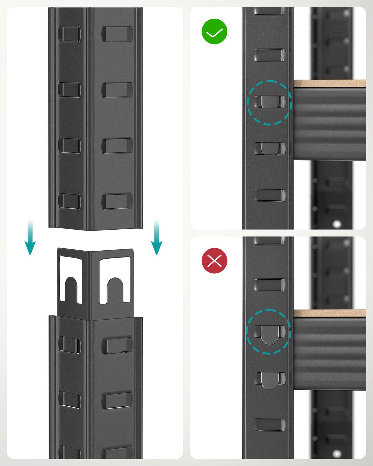 Schwerlastregal Shelving Schwarz/greige B: 37 Cm - Greige/Schwarz, Basics, Holzwerkstoff/Metall (37/150/37cm)
