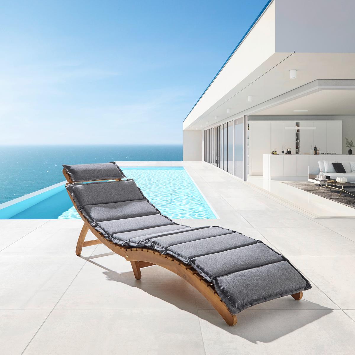 Záhradné ležadlo BORA sivá - sivá, Modern, drevo/textil (180/54/62cm) - Bessagi Garden