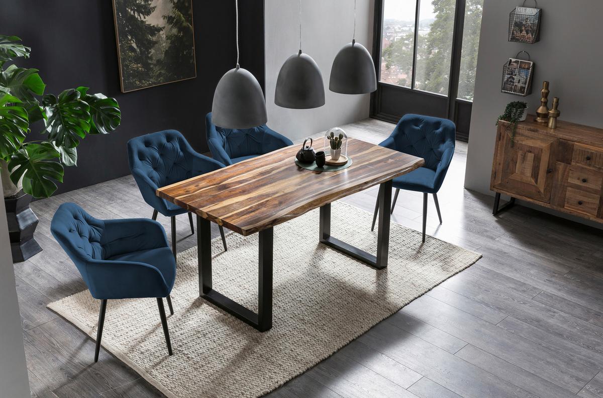 Armlehnstuhl Blau B: 61 Cm - Blau/Schwarz, MODERN, Textil/Metall (61/85/45cm) - Livetastic