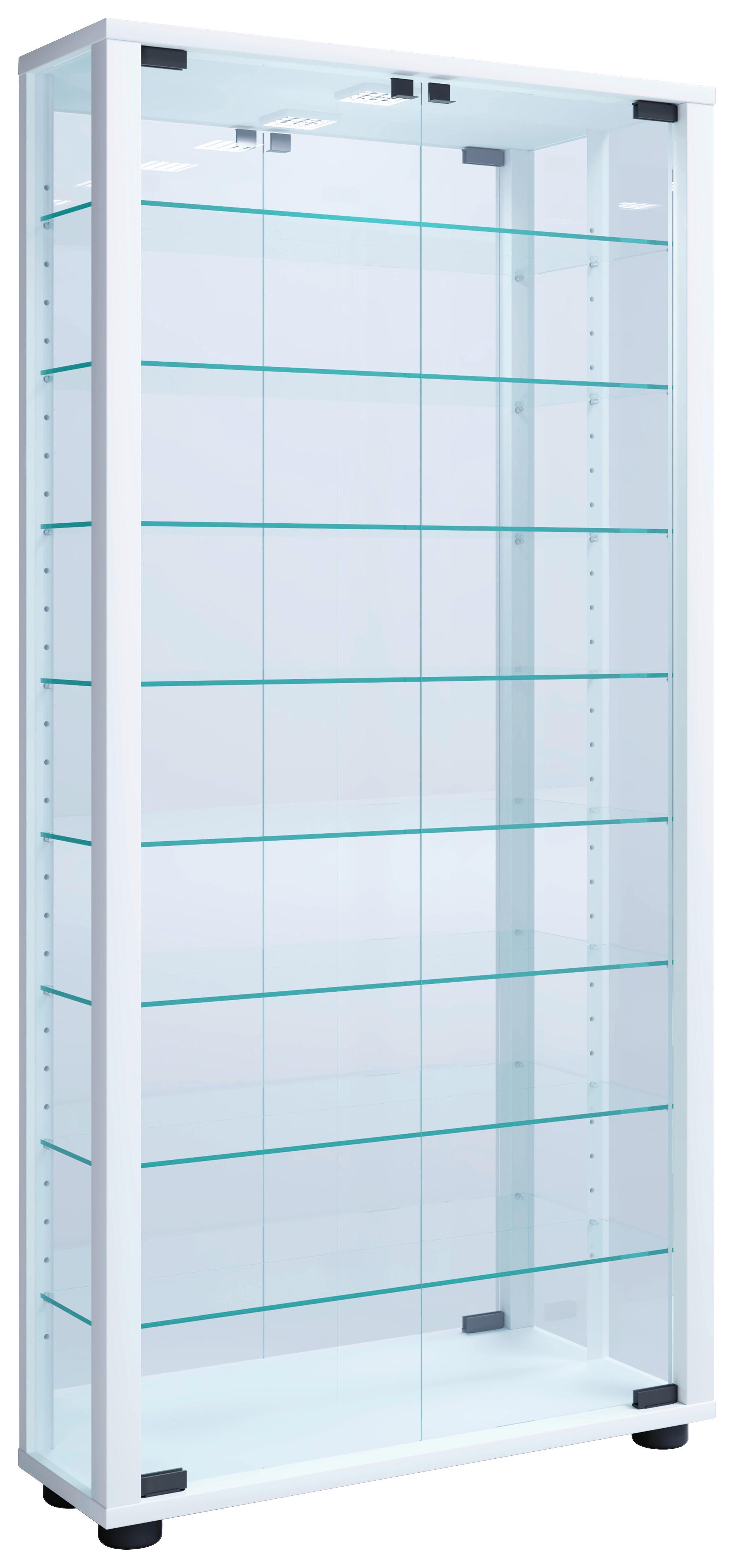 Závesná vitrína Vitrosa biela - bílá/černá, Moderní, kompozitní dřevo/plast (59/114,3/18cm) - MID.YOU