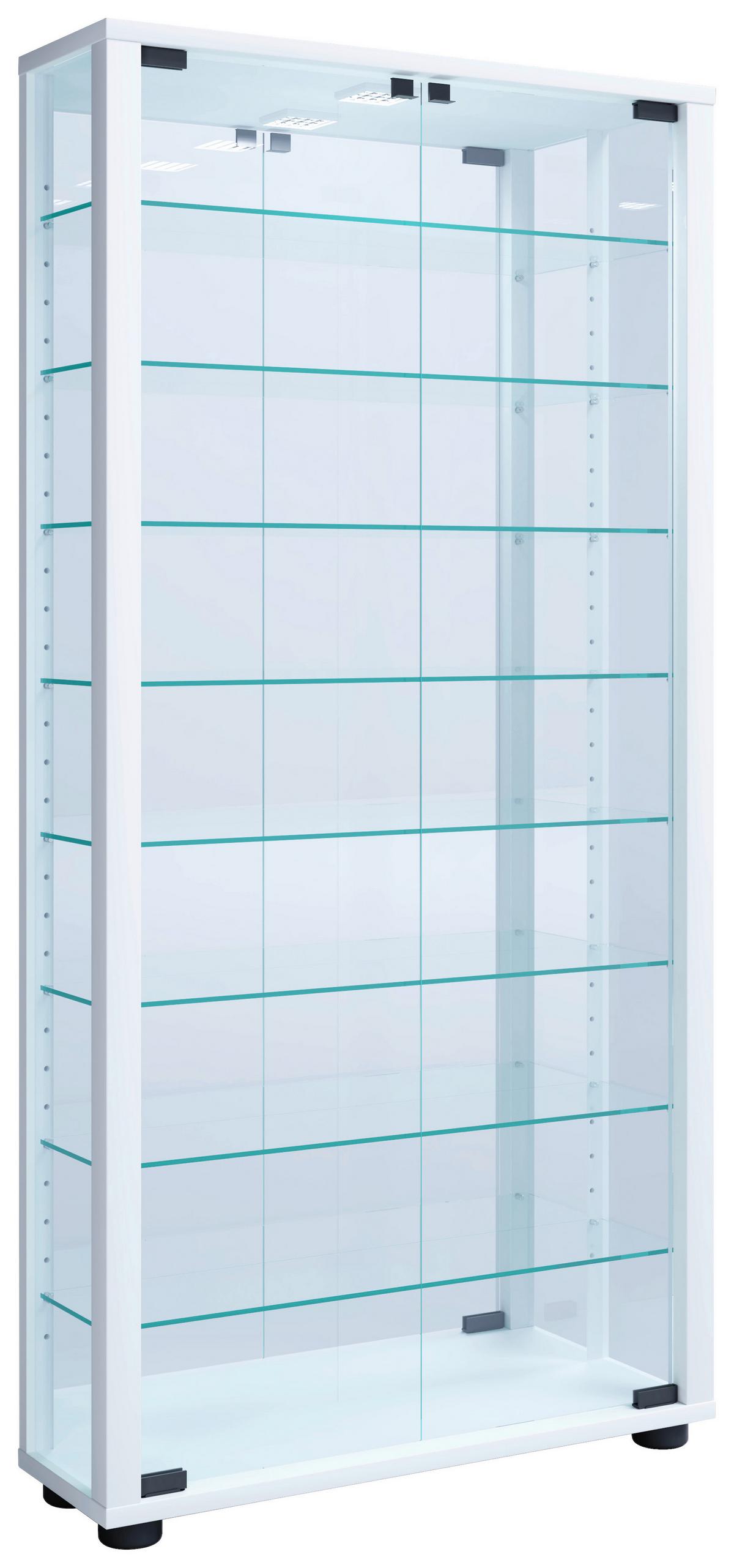 Závesná vitrína Vitrosa biela - bílá/černá, Moderní, kompozitní dřevo/plast (59/114,3/18cm) - MID.YOU