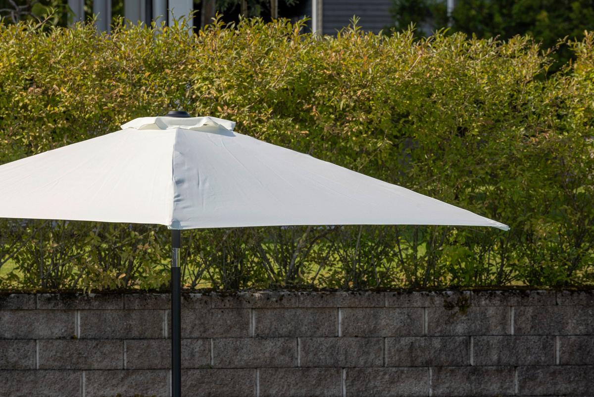 Sonnenschirm Leeds DM: 300cm H: 243cm Weiß - Ecru/Grau, KONVENTIONELL, Textil/Metall (300/300cm) - Gardenson