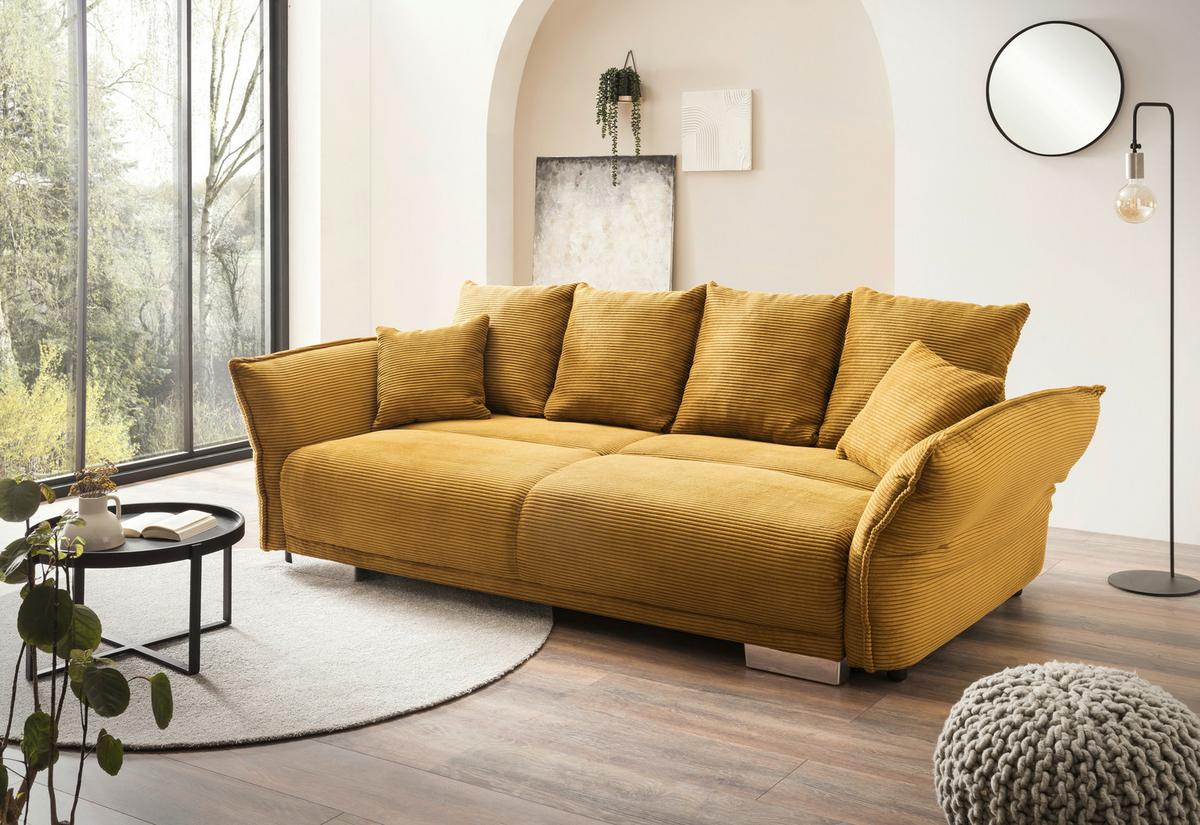 Bigsofa Pera, Goldfarben B: 242 cm - Chromfarben/Goldfarben, MODERN, Textil (242/71/90/131cm) - Livetastic