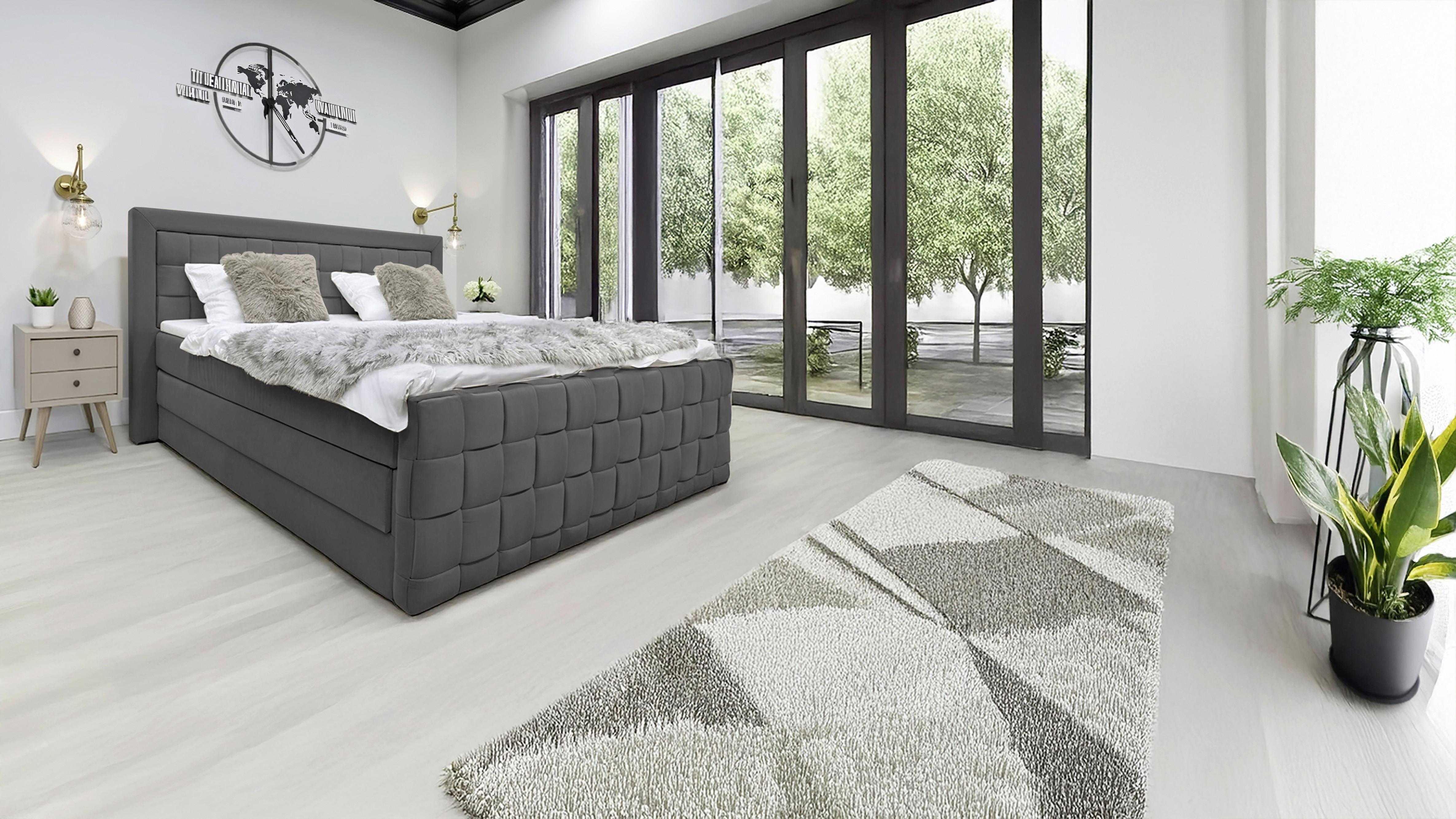 Boxspringbett Grenada Schwarz Lf: 180x200 Cm - Schwarz, MODERN, Textil (180/200cm) - Livetastic