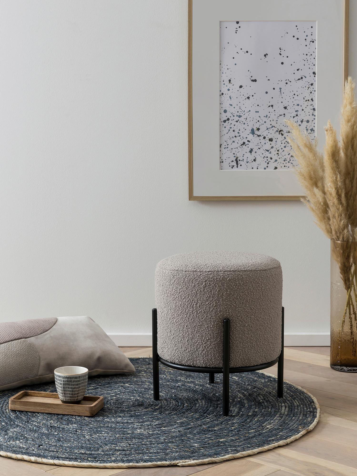 Hocker Schwarz, Taupe B: 35 Cm - Taupe/Schwarz, MODERN, Textil (35/38/35cm) - Livetastic