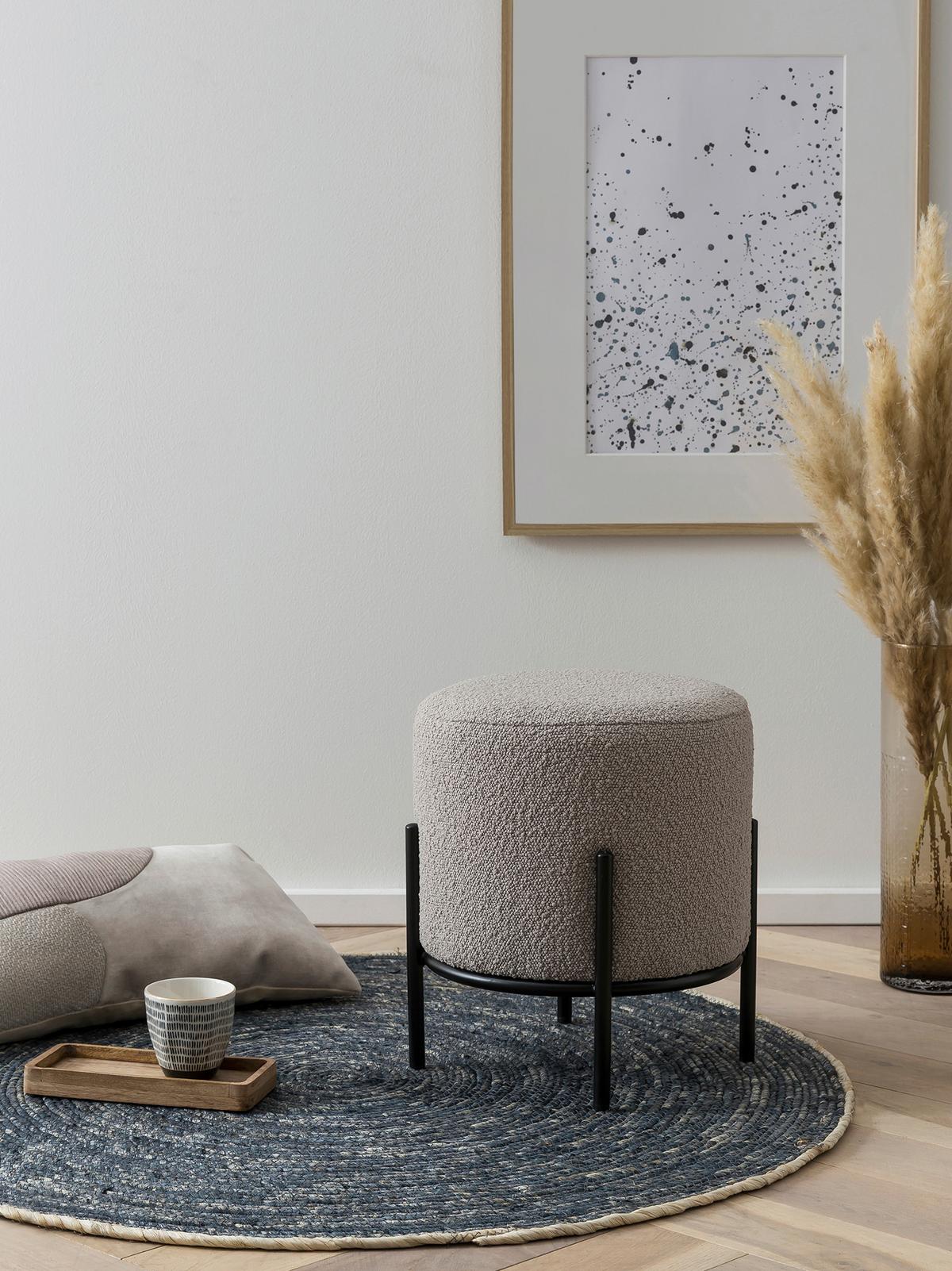 Hocker Schwarz, Taupe B: 35 Cm - Taupe/Schwarz, MODERN, Textil (35/38/35cm) - Livetastic