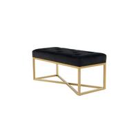 Dlhá taburetka BLACK - čierna/zlatá, Basics, kov/kompozitné drevo (90/40/40cm)