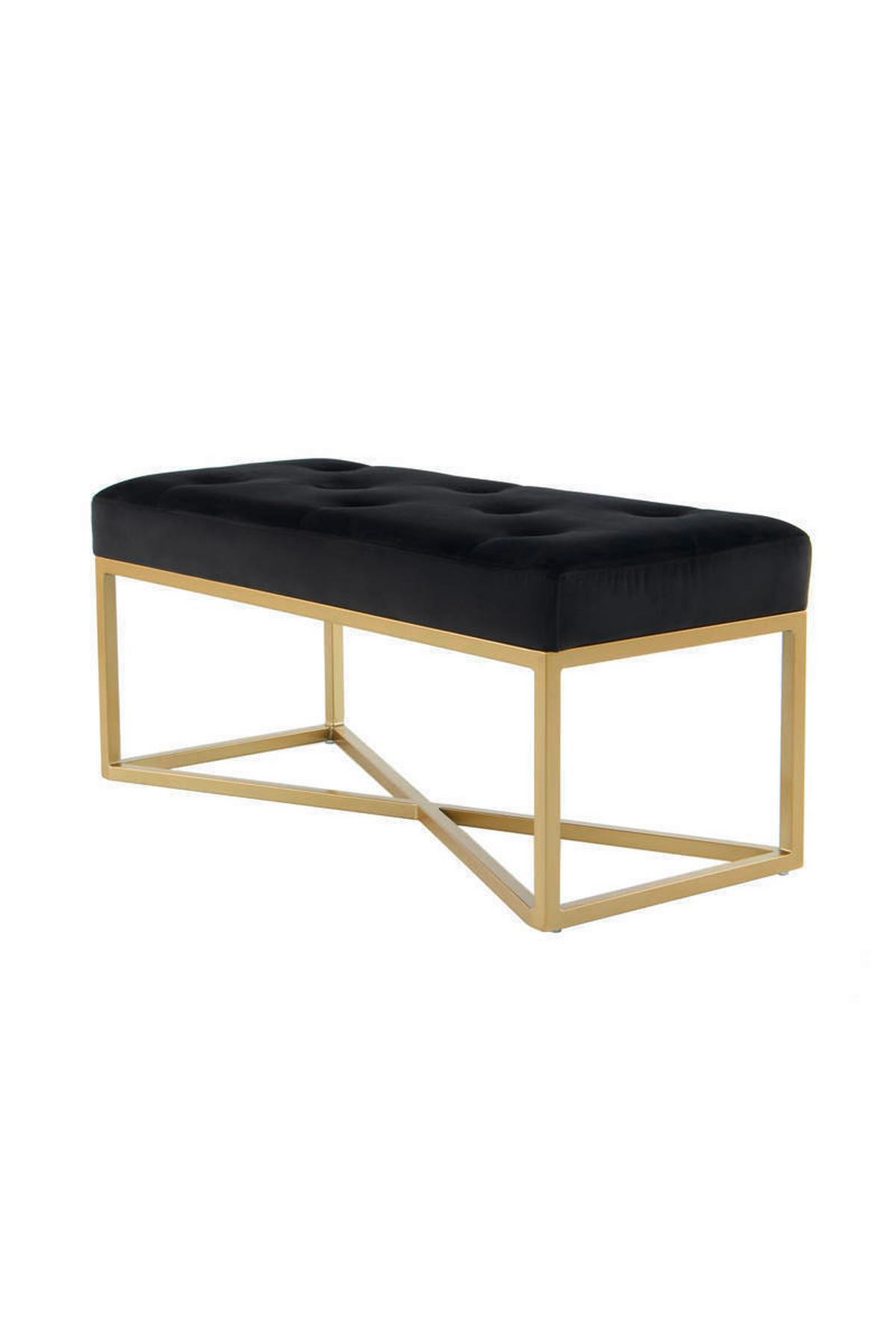 Dlhá taburetka BLACK - čierna/zlatá, Basics, kov/kompozitné drevo (90/40/40cm)
