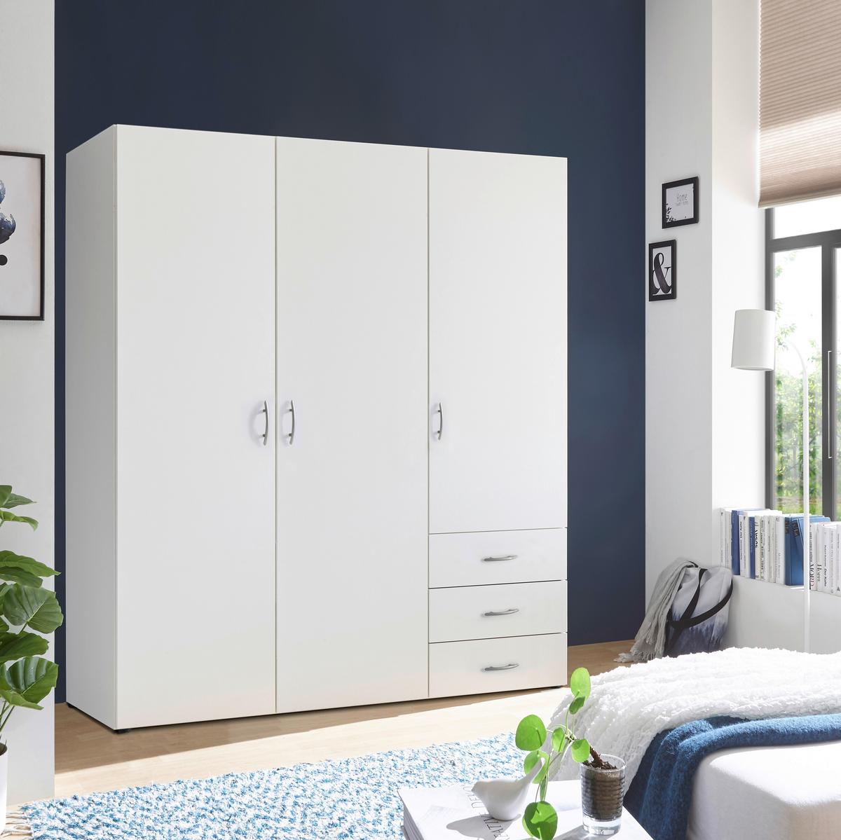 Drehtürenschrank mit Laden B: 150 cm Harry Weiß - Weiß, MODERN, Holzwerkstoff (150/176/51,3cm) - MID.YOU