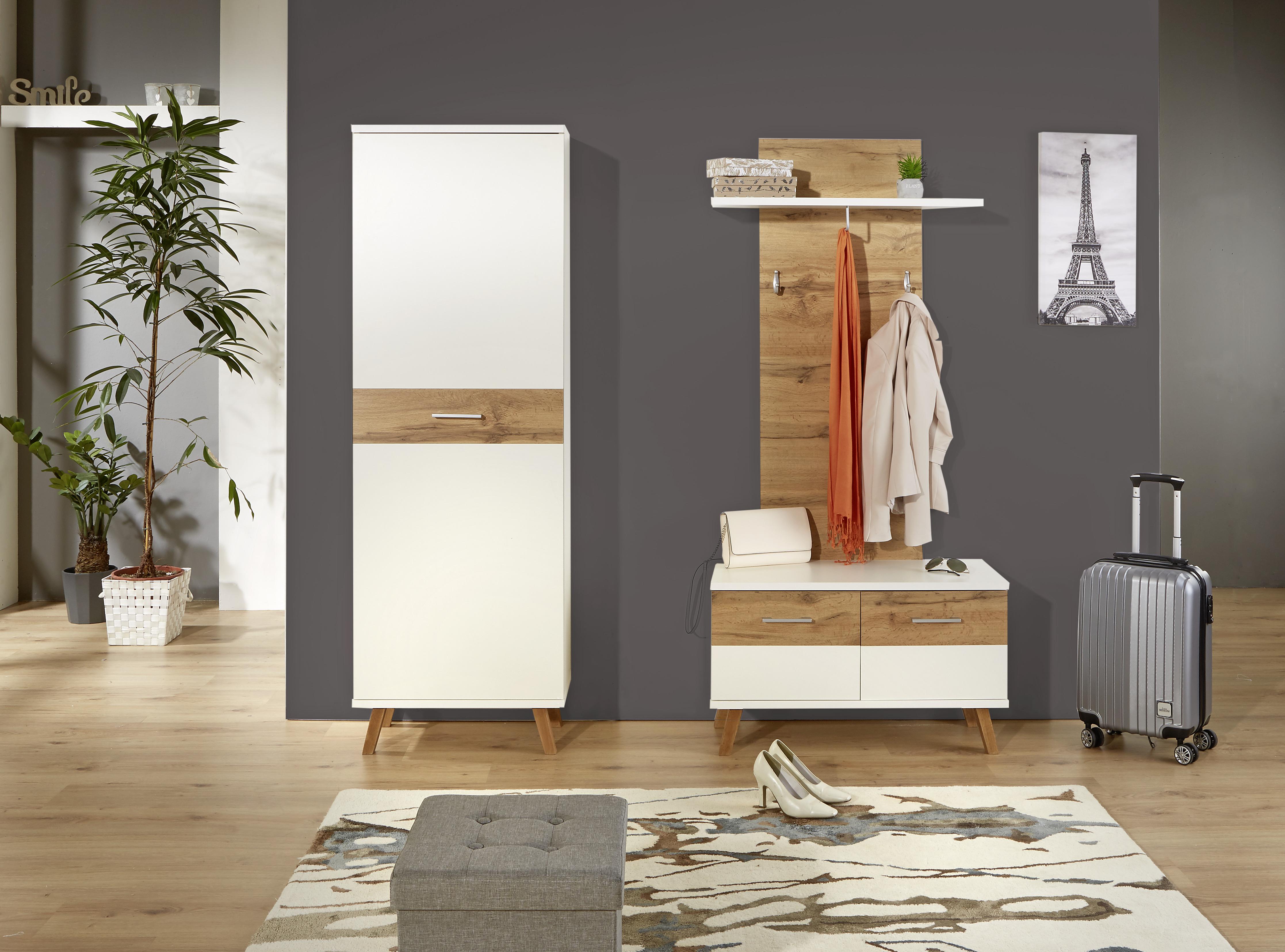 Garderobenschrank Rivoli Weiß/eiche Dekor B: 60 Cm - Eichefarben/Weiß, MODERN, Holzwerkstoff (60/180/35,5cm)