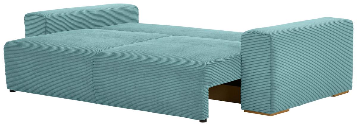Schlafsofa Vouge Mintgrün Bettkasten, B: 255 Cm - Buchefarben/Schwarz, KONVENTIONELL, Textil (255/86/123cm) - Livetastic