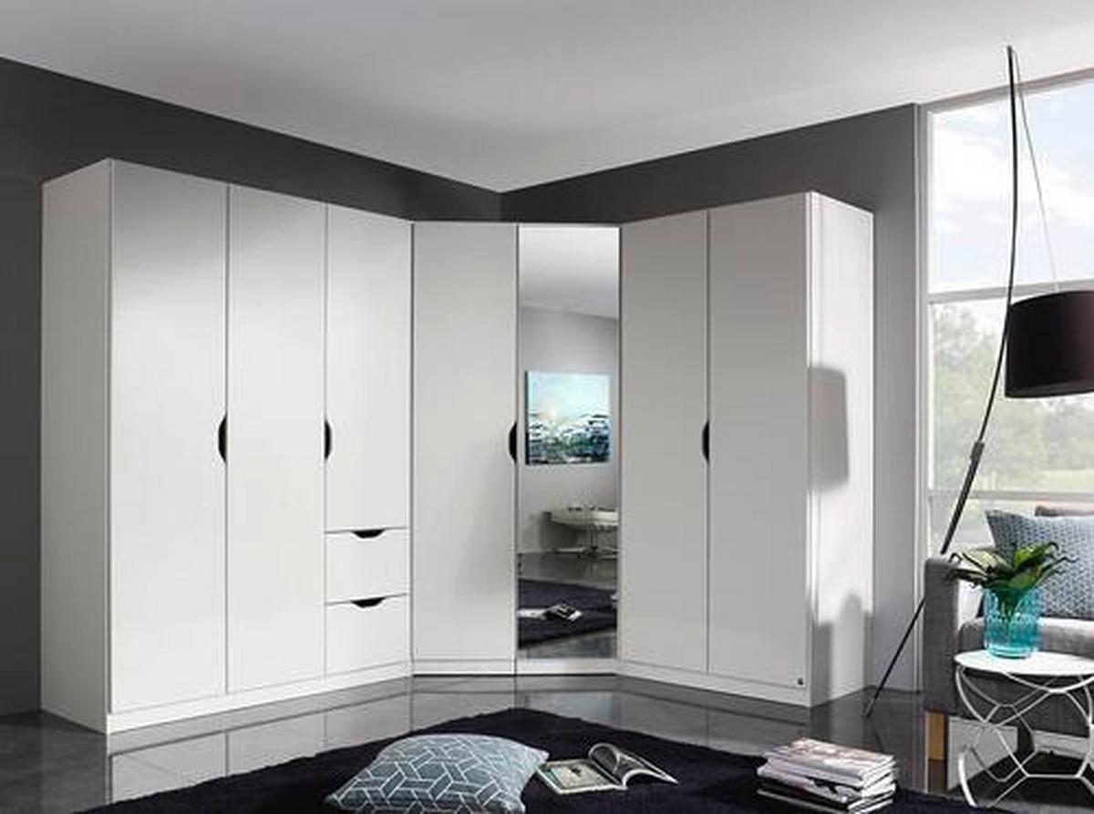 Eckschrank Mit Spiegel 117cm Freising, Weiß - Klar/Weiß, MODERN, Holzwerkstoff (117/197/104cm) - Rauch Möbel