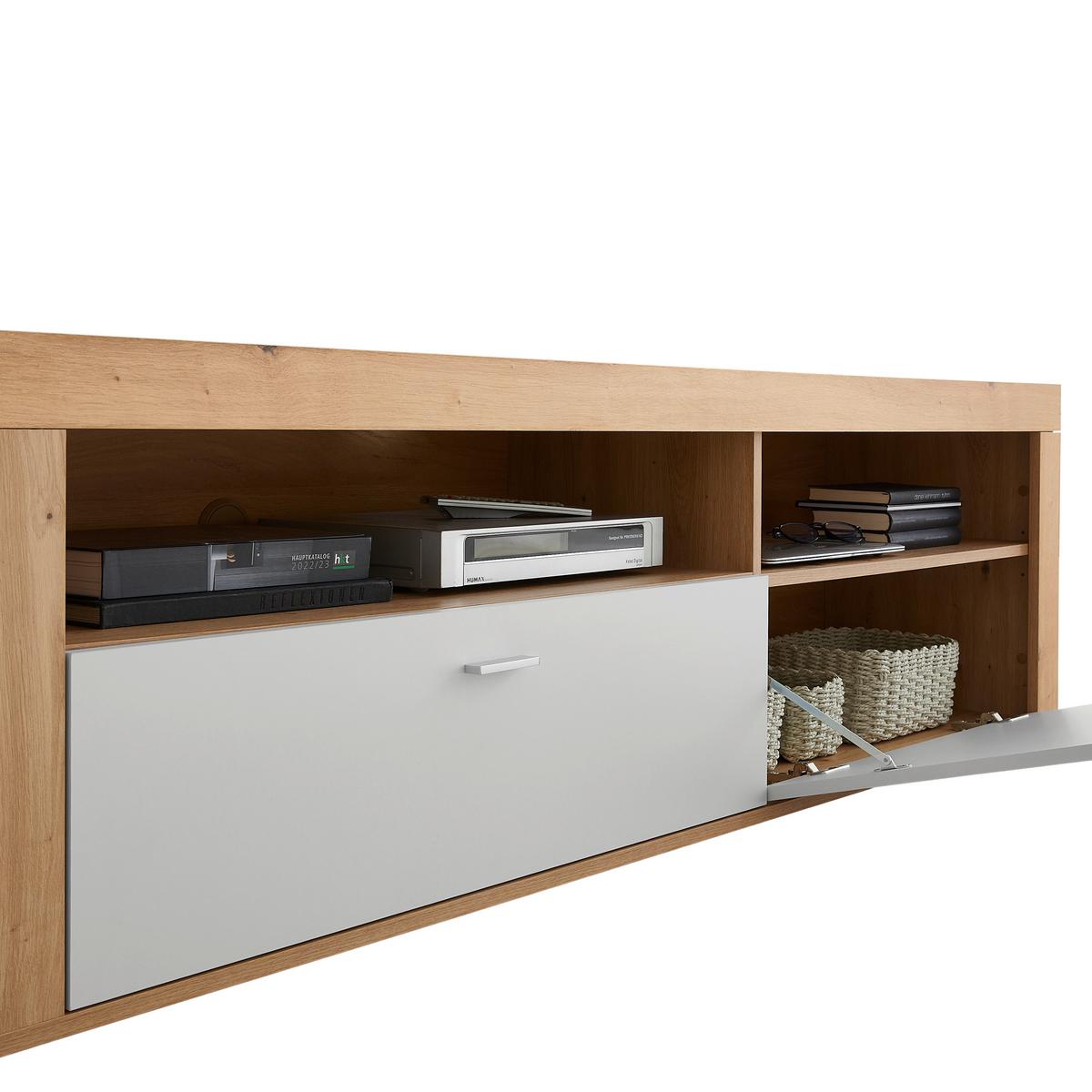 KOMODA POD TELEVIZI CANBERRA - barvy chromu, Moderní, kompozitní dřevo/plast (180/53,1/41,8cm)