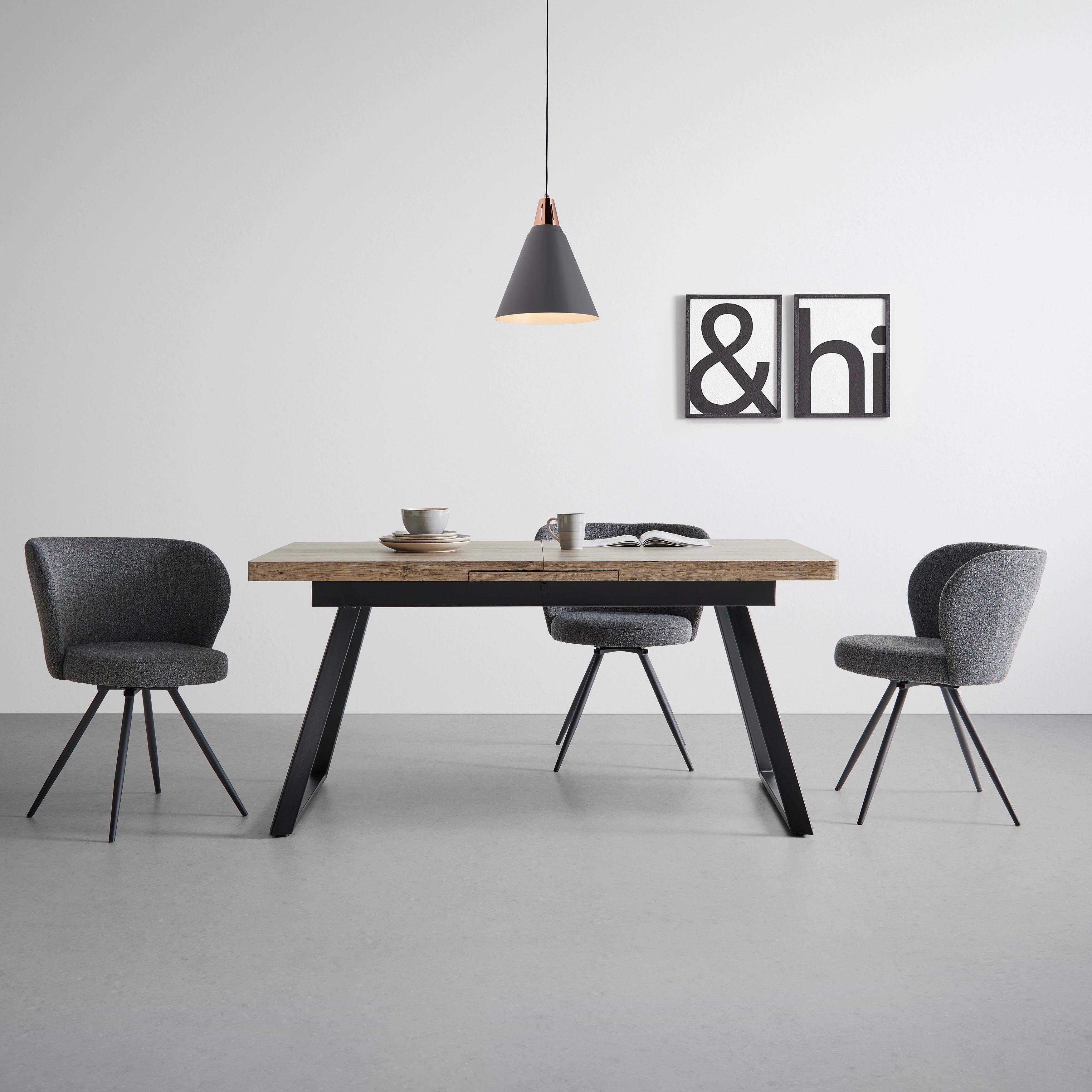 Jedálenský Stôl S Rozkladom Ivano 160-200 Cm - čierna/farby duba, Moderný, kov (160-200/90/76cm) - Bessagi Home