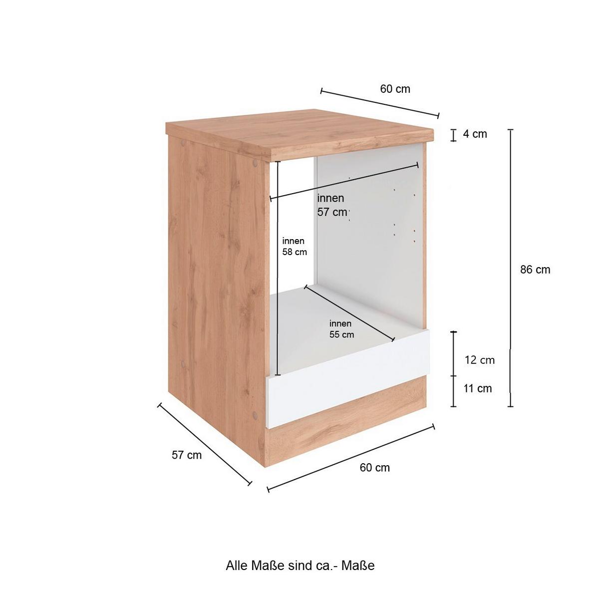 Herdumbauschrank Florenz B: 60cm Weiß mit Arbeitsplatte - Eiche Wotan/Weiß, Design, Holzwerkstoff (60/86/60cm) - Held