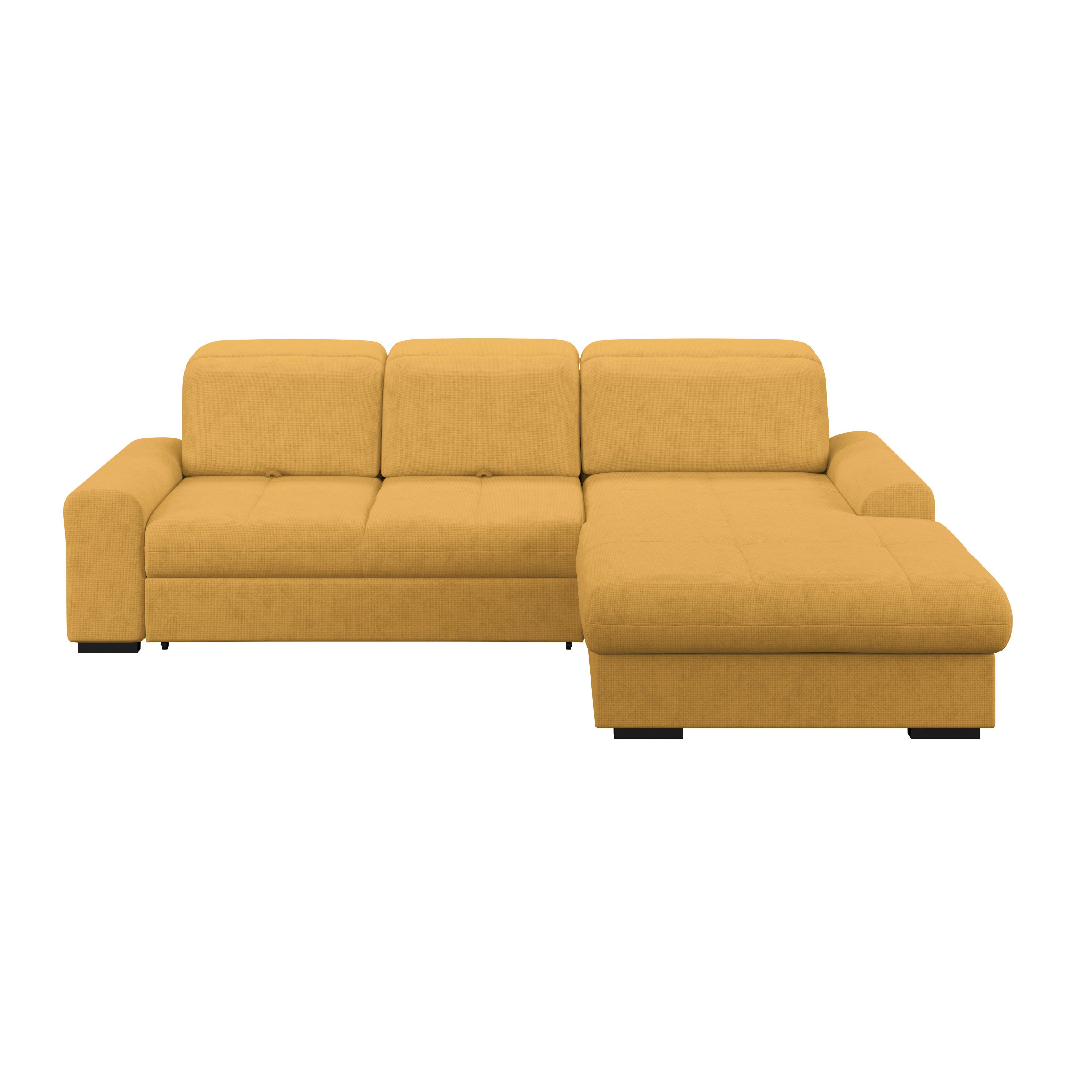 Ecksofa mit Bettfunktion Malaga new Chenille gold - Gelb/Schwarz, KONVENTIONELL, Textil (286/203cm) - Ondega