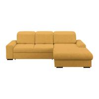 Ecksofa mit Bettfunktion Malaga new Chenille gold - Gelb/Schwarz, KONVENTIONELL, Textil (286/203cm) - Ondega