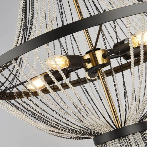 Kronleuchter 86353-5bk Baguette - Messingfarben/Schwarz, Design, Kunststoff/Metall (60/162cm)