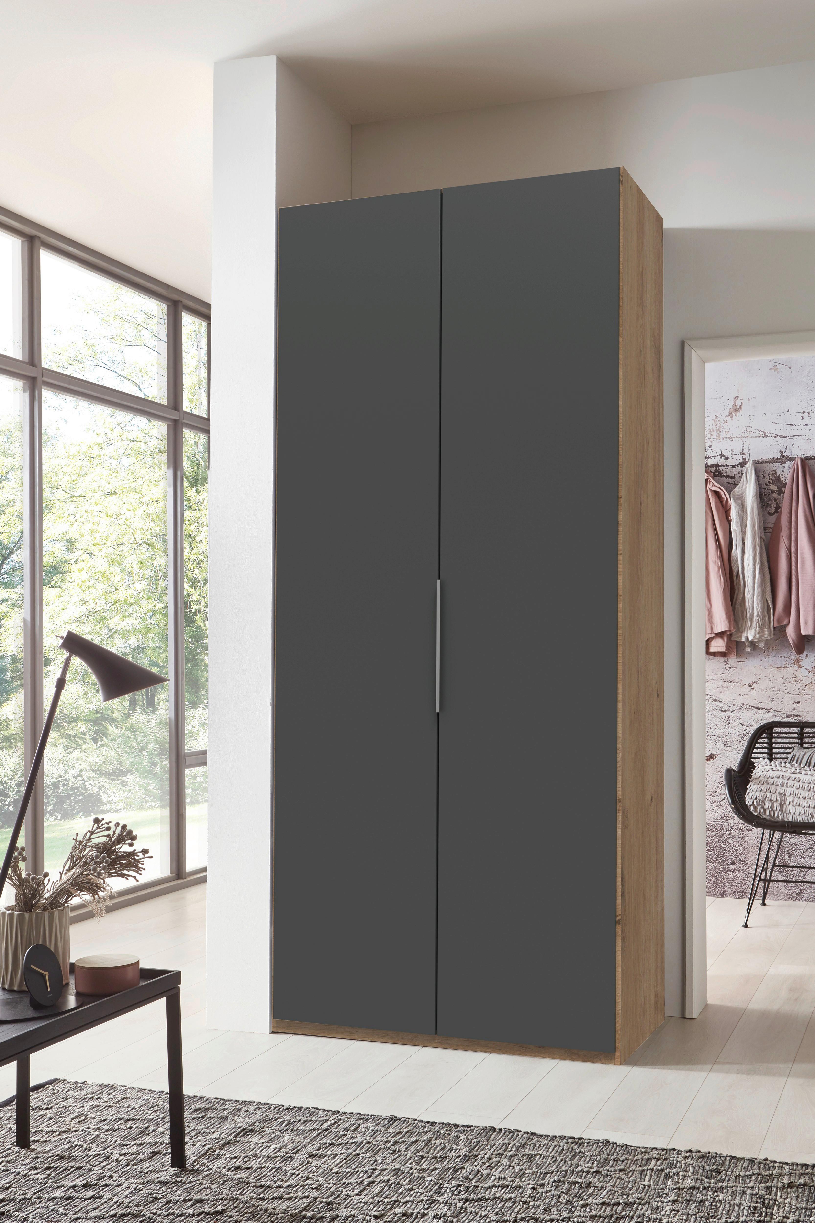 Drehtürenschrank Mit Schubladen 100cm Level - Eichefarben/Graphitfarben, MODERN, Holzwerkstoff (100/236/58cm) - MID.YOU