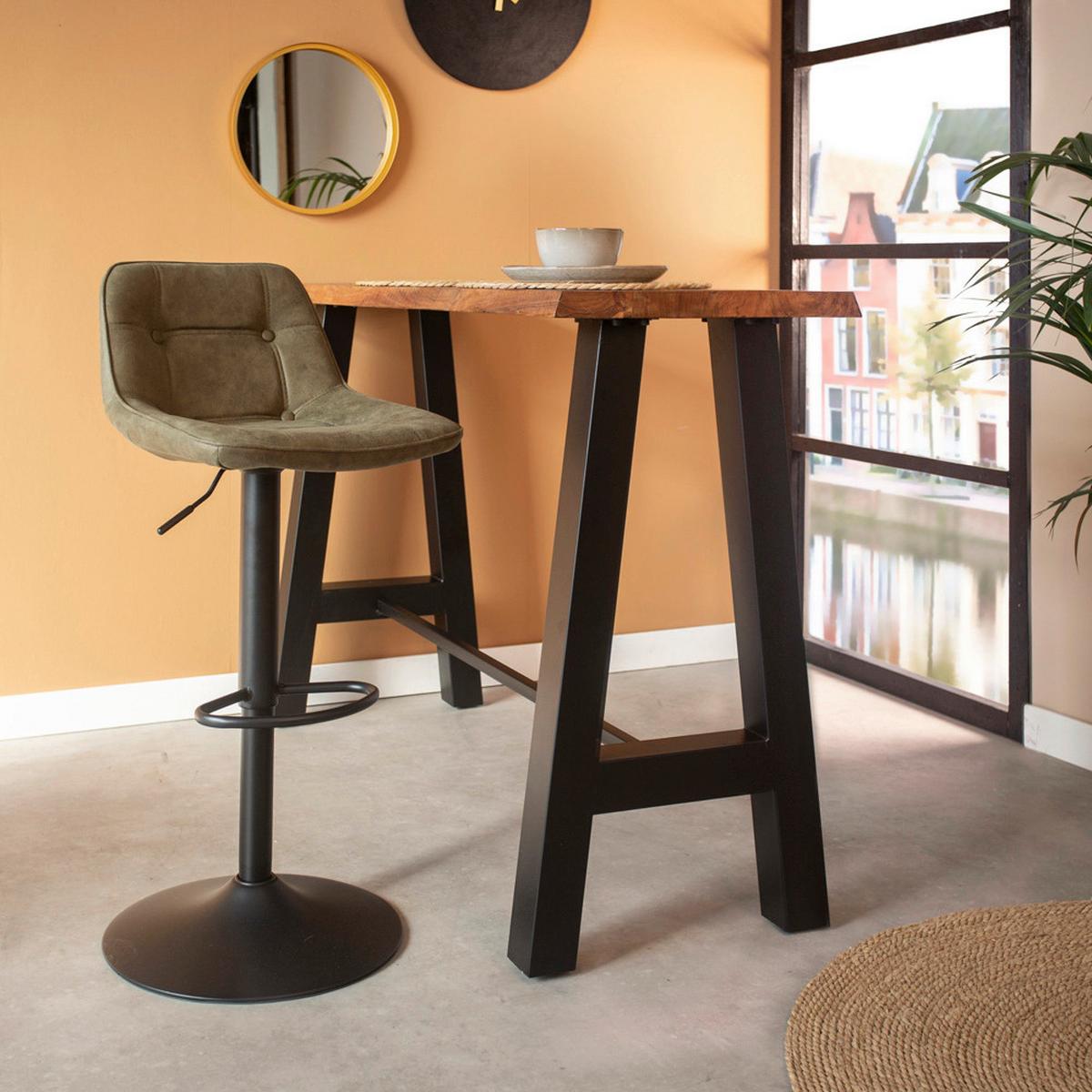 Barhocker-Set Ezra Grün B: 47 cm - Schwarz/Grün, MODERN, Textil/Metall (47/87/45cm) - MID.YOU