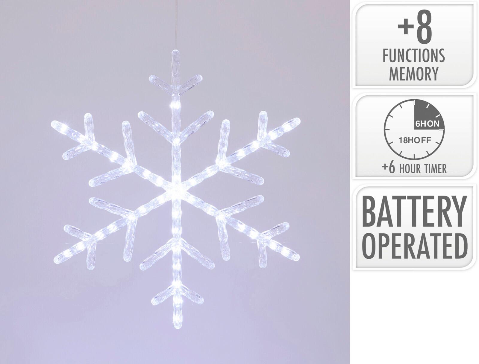 LED-DEKOLEUCHTE Schneeflocke - Weiß, Basics, Kunststoff/Metall (38.5/3.0/38.0cm)