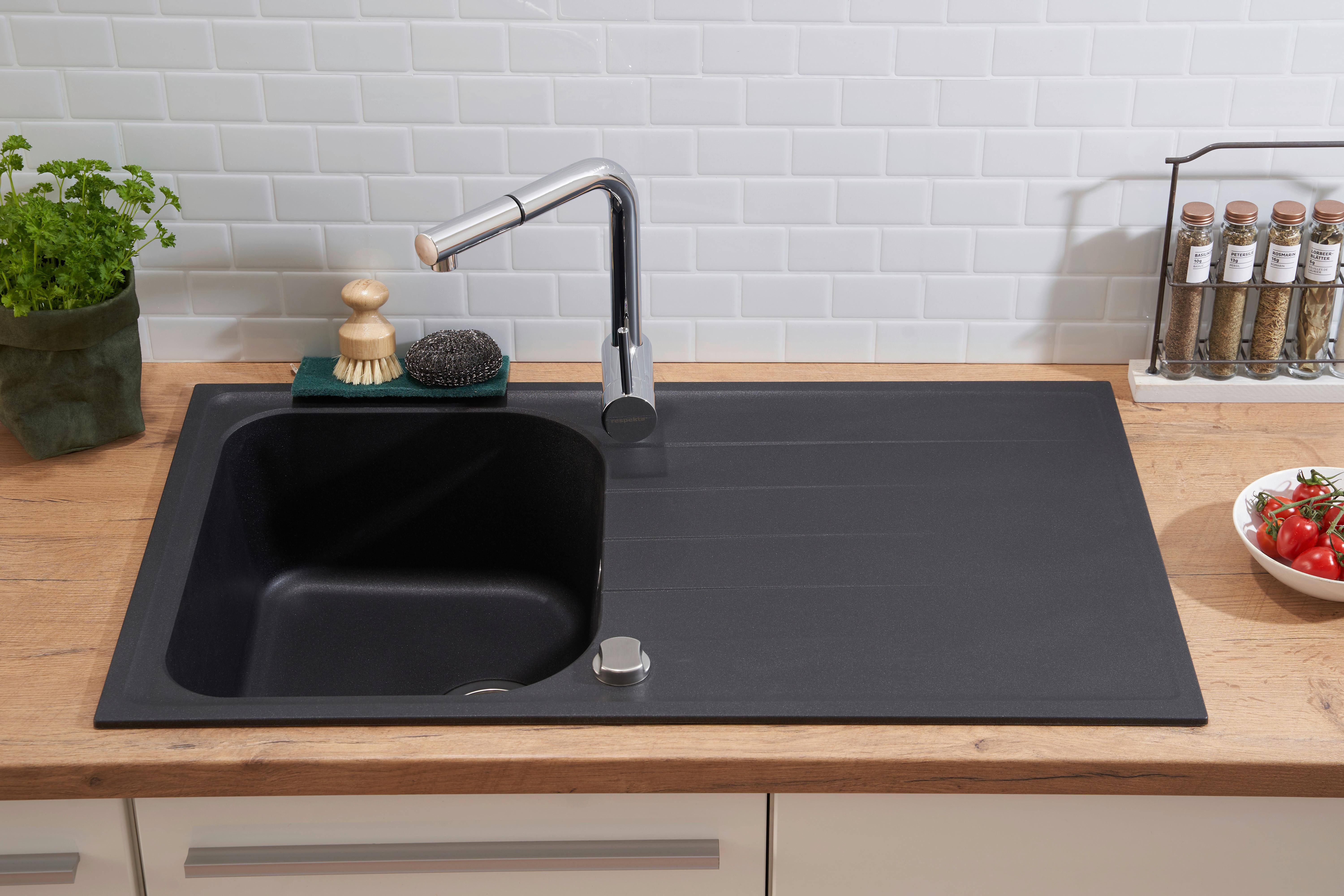 Spüle Respekta Stein Bxt: 86x50 cm - Schwarz, Trend, Stein (86/20,9/50cm) - Respekta