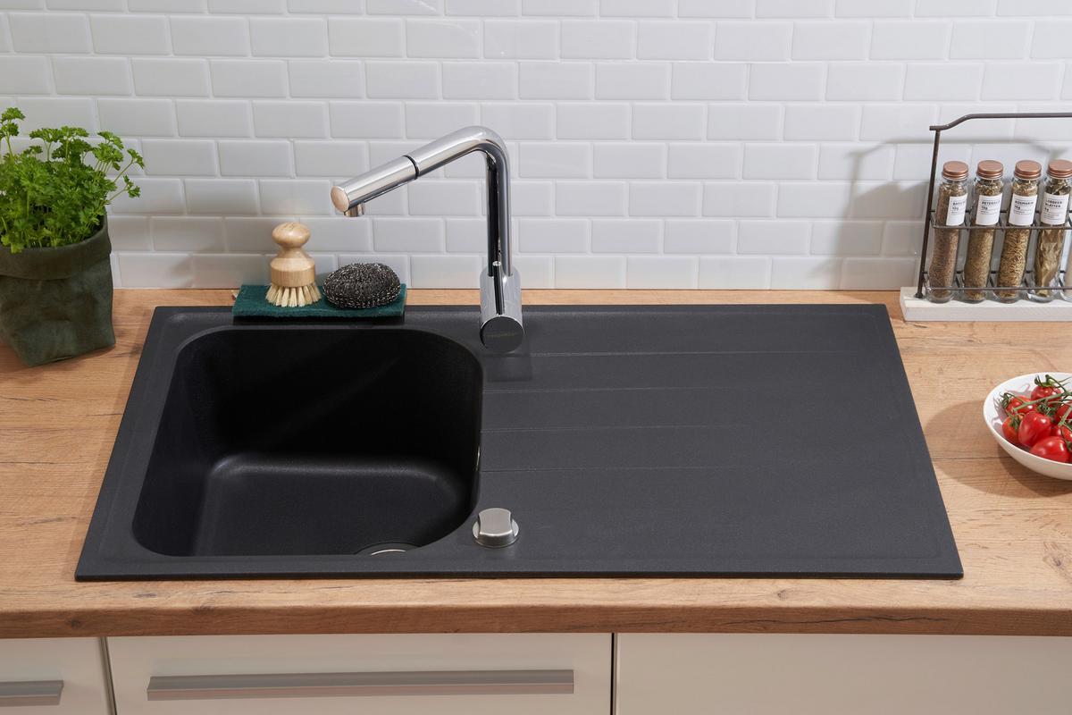 Spüle Respekta Stein Bxt: 86x50 cm - Schwarz, Trend, Stein (86/20,9/50cm) - Respekta