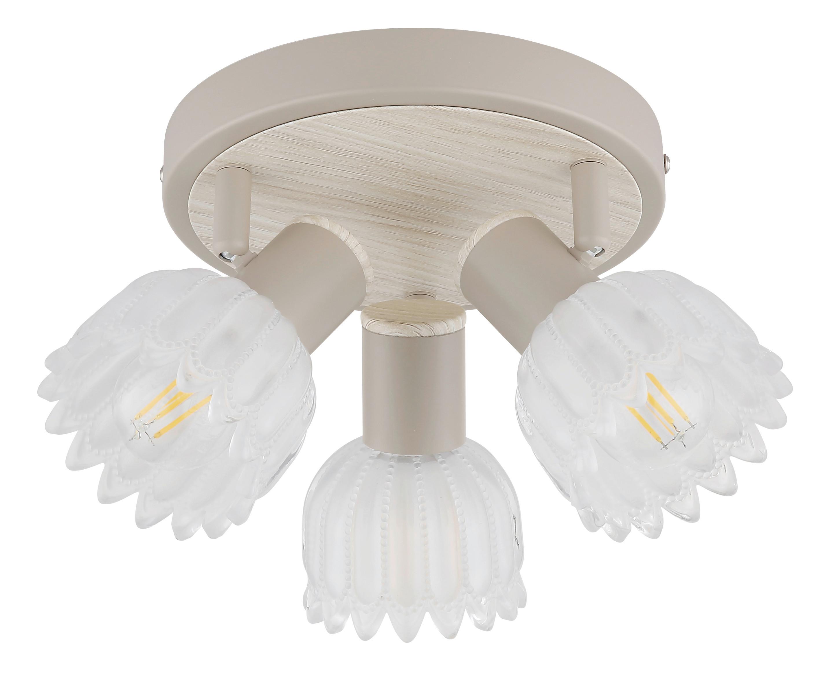 Strahler Exkl. 3xe14, 40w - Sandfarben, KONVENTIONELL, Glas/Metall (34/12,5cm) - Globo