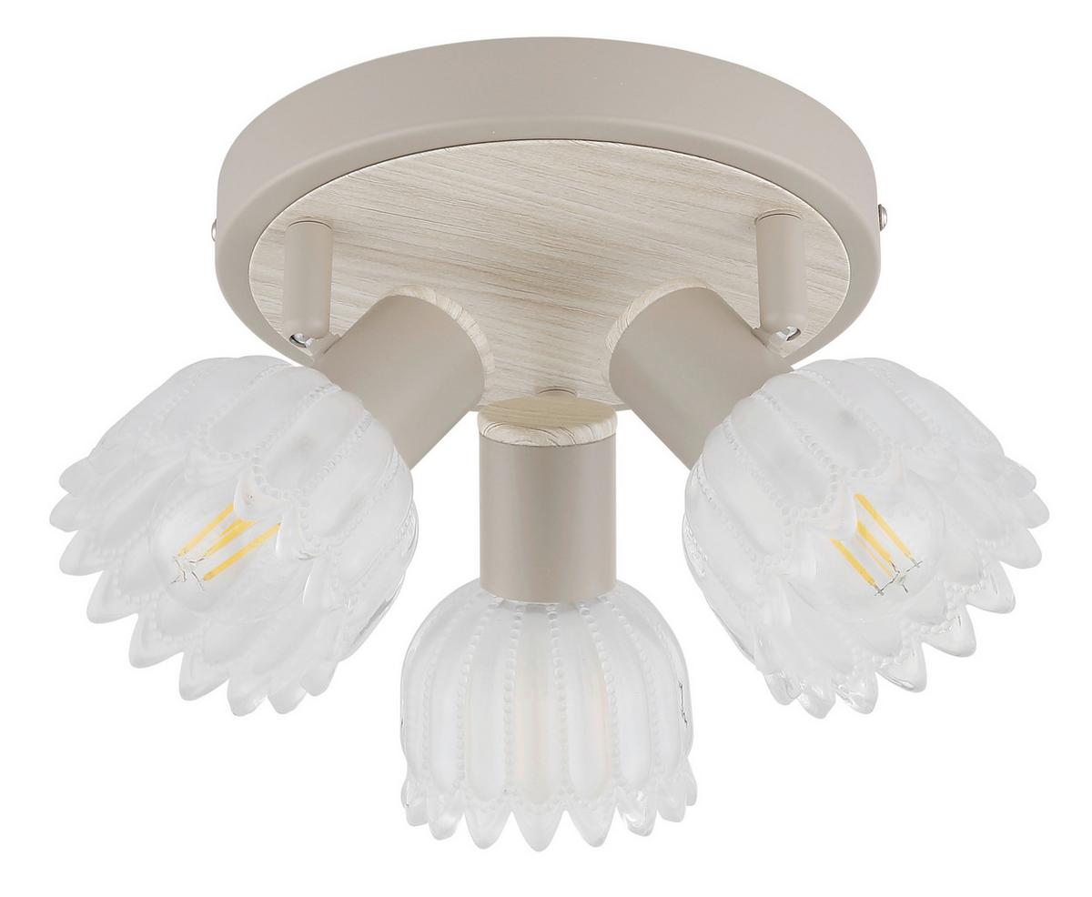 Strahler Exkl. 3xe14, 40w - Sandfarben, KONVENTIONELL, Glas/Metall (34/12,5cm) - Globo