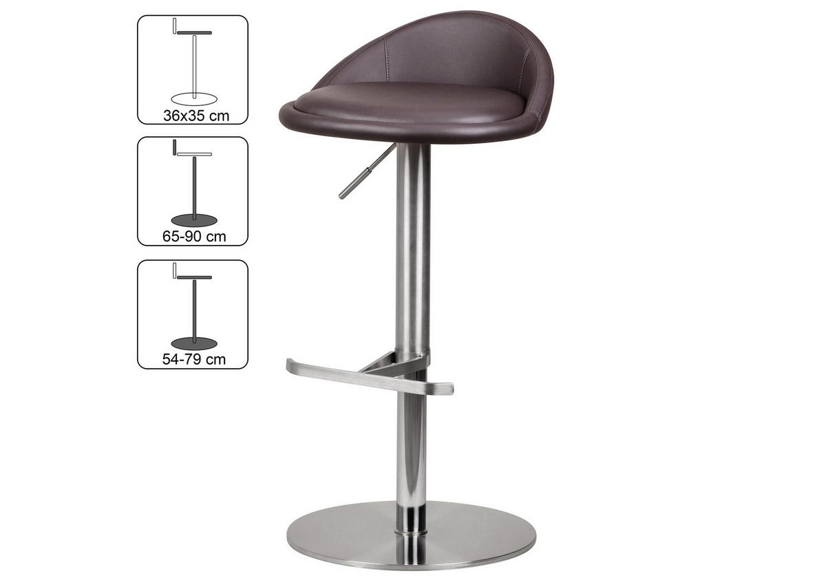 Barová židle Barhocker hnědá - barvy stříbra/hnědá, Moderní, kov/textil (43/54-79/43cm) - MID.YOU