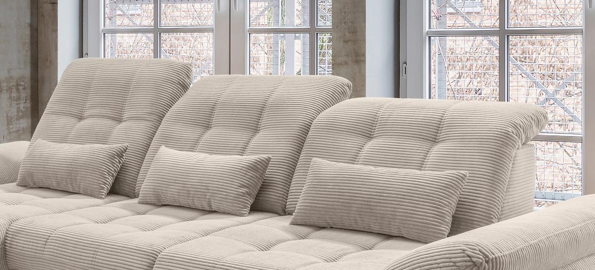 Ecksofa Mit Bettkasten Rigatti Beige S: 184x314 Cm - Beige/Schwarz, MODERN, Textil (184/314cm) - Livetastic