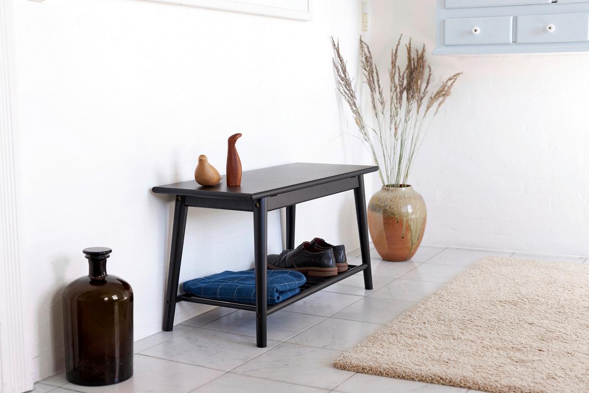 Schuhbank Noble 4168020 - Schwarz, ROMANTIK / LANDHAUS, Holz (90/45/35cm) - MID.YOU