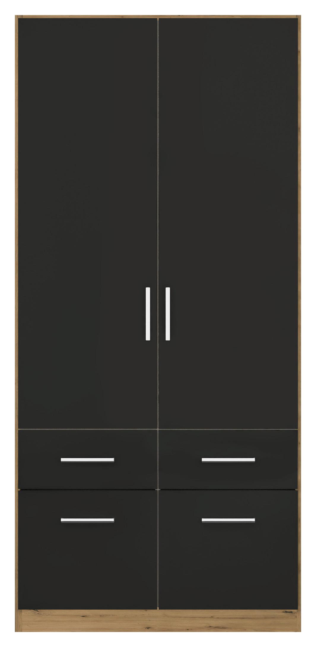 Drehtürenschrank Berlin Eiche Artisan/Grau B: 91 cm - Eiche Artisan/Grau, MODERN, Holzwerkstoff (91/210/54cm) - Rauch Möbel