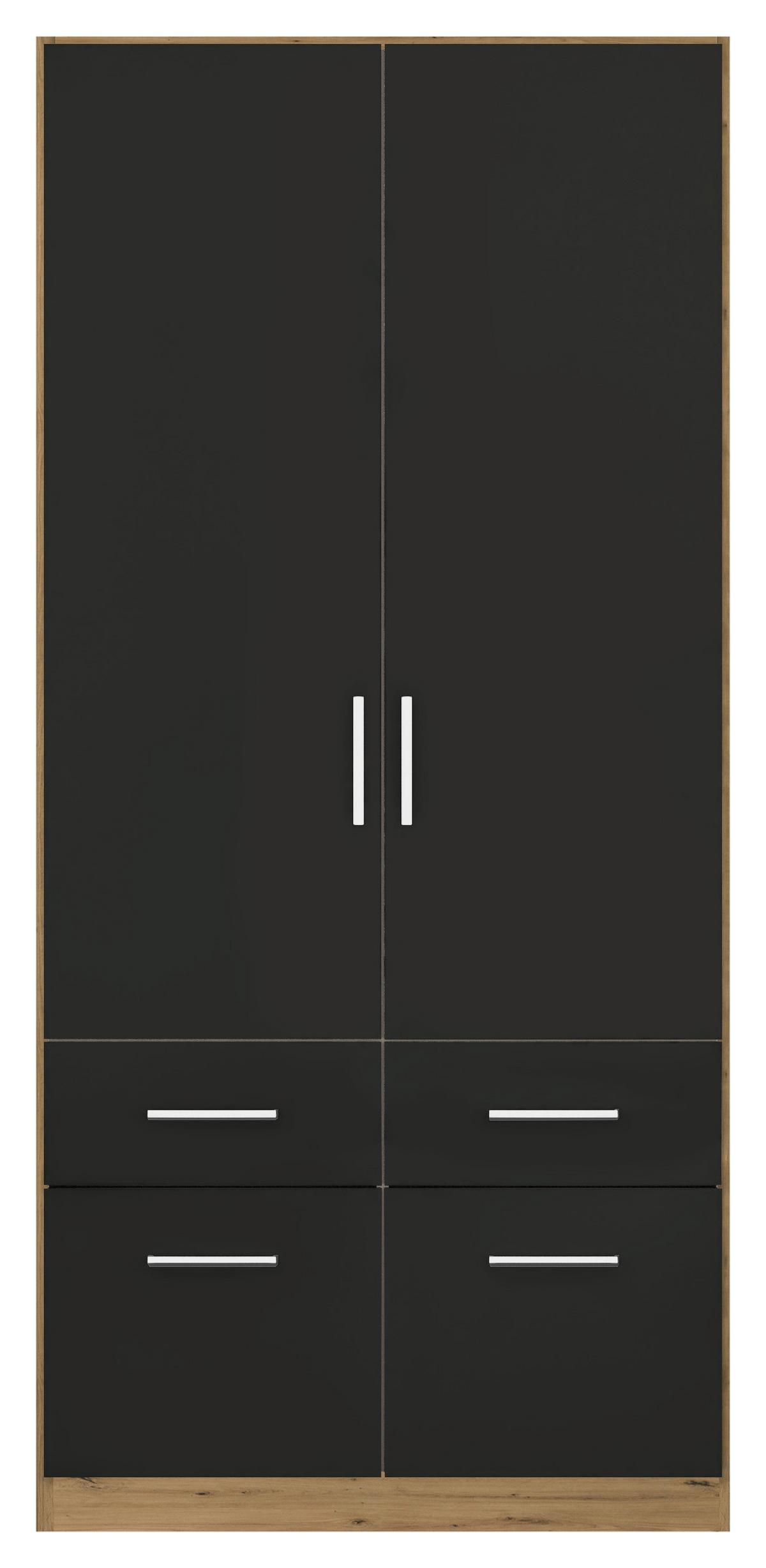 Drehtürenschrank Berlin Eiche Artisan/Grau B: 91 cm - Eiche Artisan/Grau, MODERN, Holzwerkstoff (91/197/54cm) - Rauch Möbel