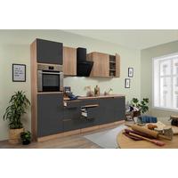 Küchenzeile Premium mit Geräten 280 cm Grau/Eiche Dekor - Eichefarben/Grau, Basics, Holzwerkstoff (280cm) - Respekta