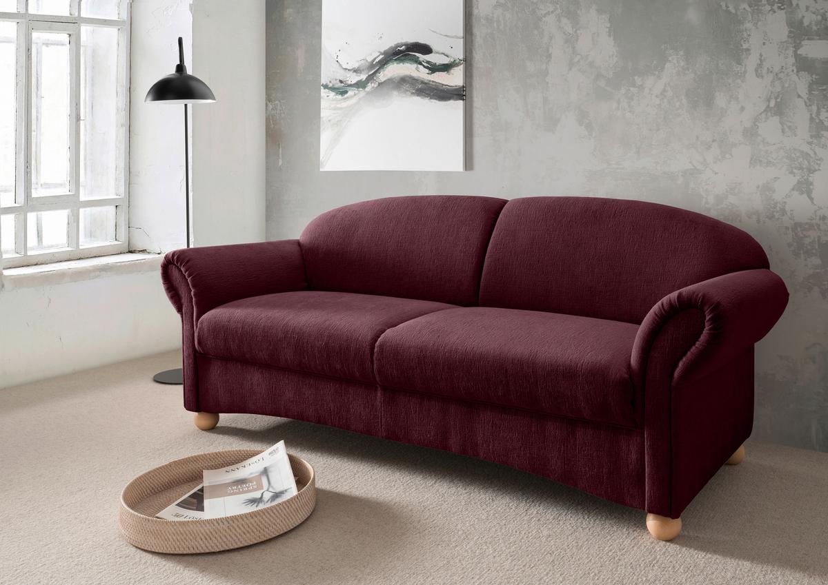 2,5-sitzer Torello Bordeaux B: 198cm - Wildeiche/Bordeaux, KONVENTIONELL, Textil (198/84/80cm) - Livetastic