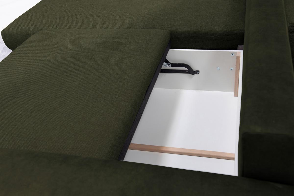 Ecksofa Larnaca, Olivgrün Schenkel: 177x269 cm - Chromfarben/Olivgrün, Design, Textil (177/269cm) - Livetastic
