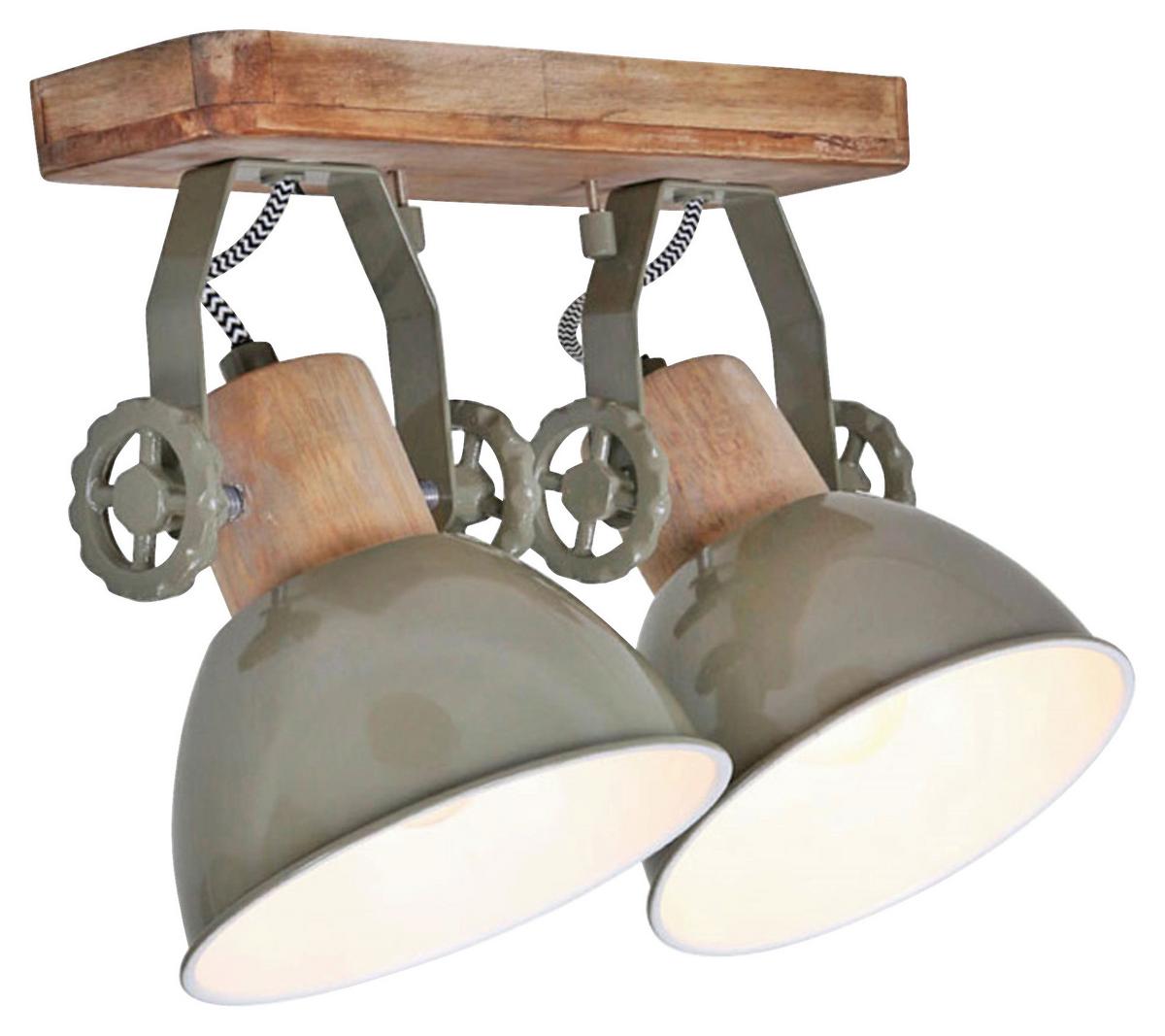 Deckenspots Gearwood - Anthrazit, Trend, Holz/Metall (32/19/17cm)