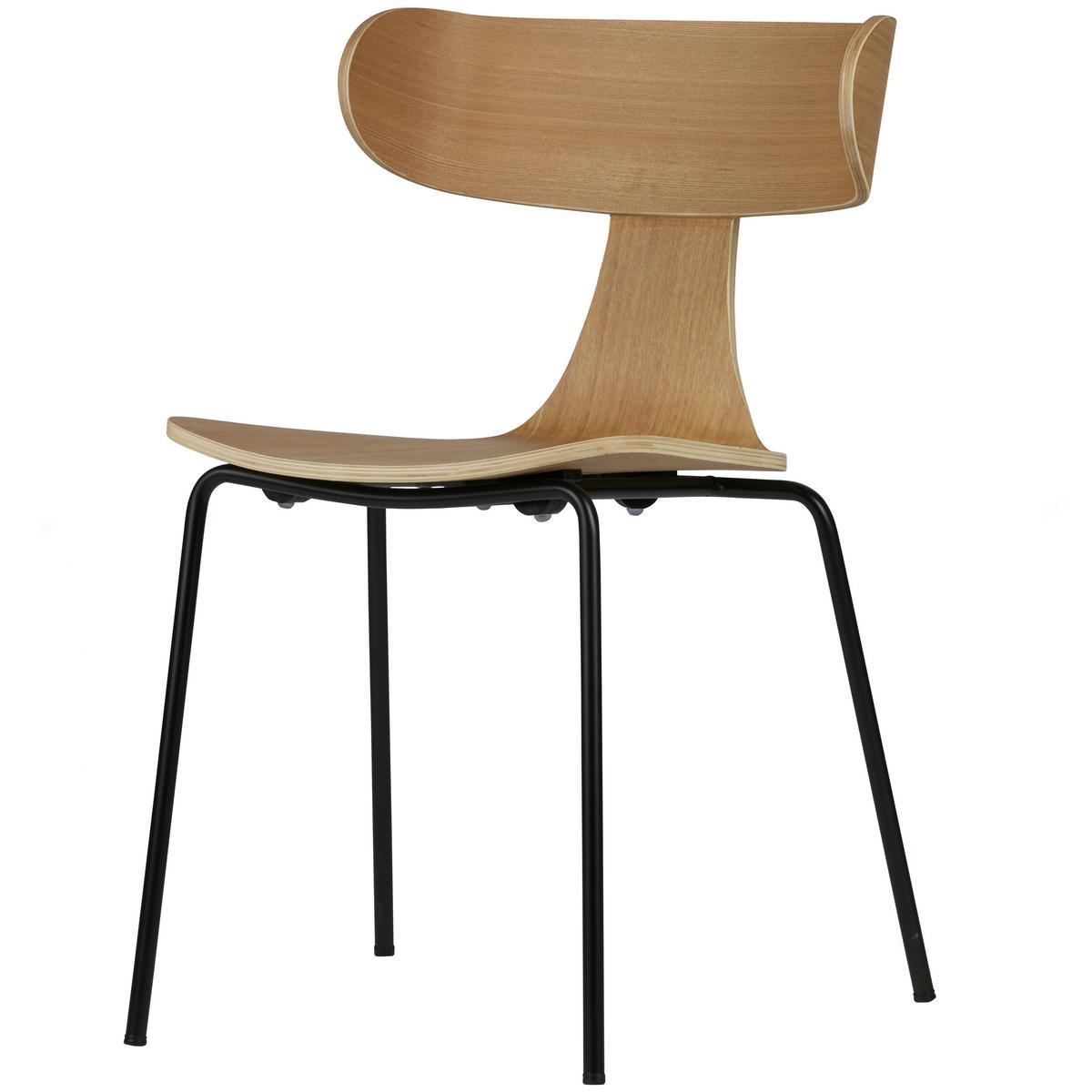 STUHL-SET Form Naturfarben B: 50cm - Schwarz/Naturfarben, MODERN, Holz/Metall (50/78/52cm) - Livetastic