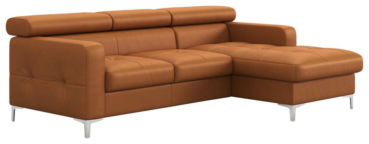 Ecksofa Mit Schlaffunktion Sammy Gelb - Chromfarben/Gelb, Design, Leder (227/168cm) - Livetastic