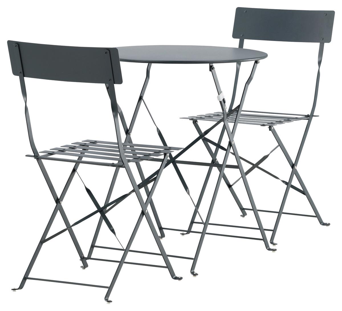 Balkonset 3-tlg. Marseille Aus Stahl - Dunkelgrau, KONVENTIONELL, Metall - Gardenson
